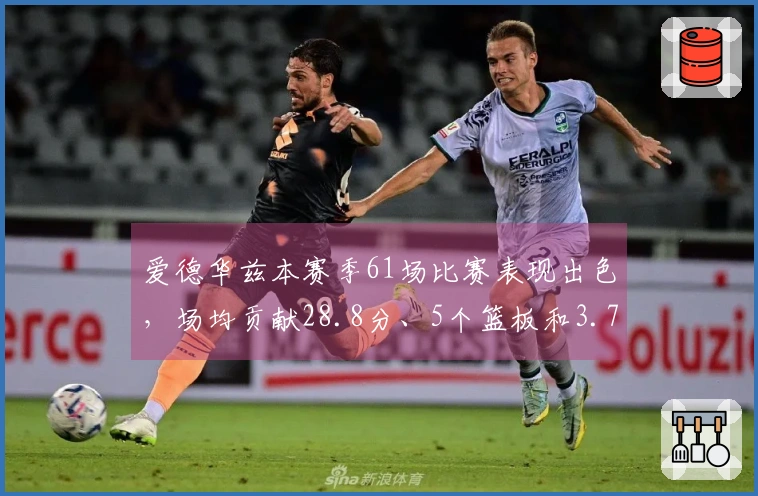 爱德华兹本赛季61场比赛表现出色，场均贡献28.8分、5个篮板和3.7次助攻